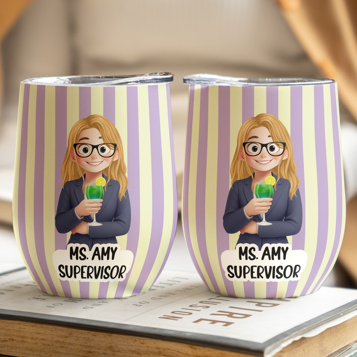 Custom Character For Coworker, Boss, Teacher, Nurse With Name - Personalized Wine Tumbler