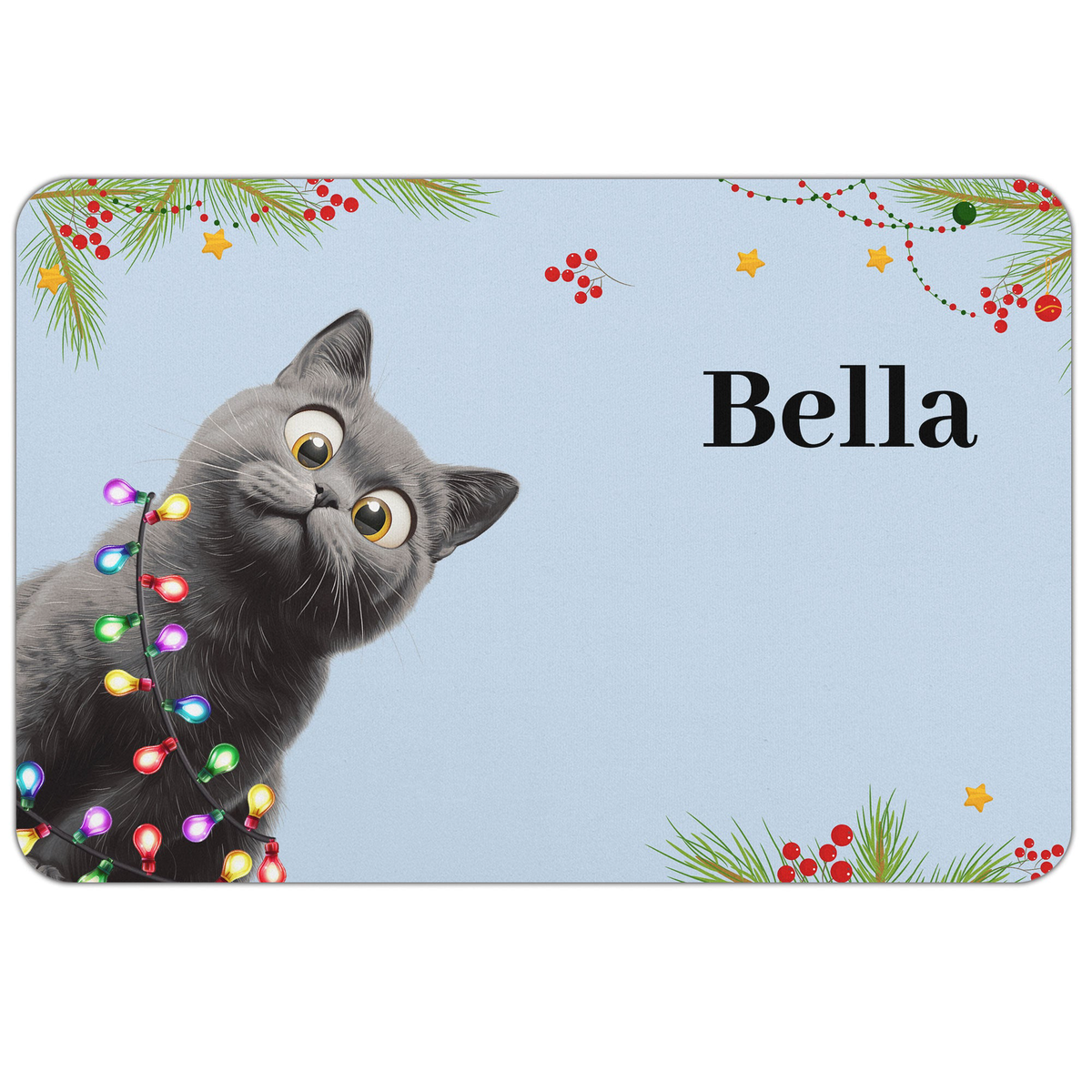 Custom Christmas Dog Cat Food Bowl Mat, Holiday Pet Placemat, Christmas Gift For Pet Lovers - Personalized Pet Feeding Mat