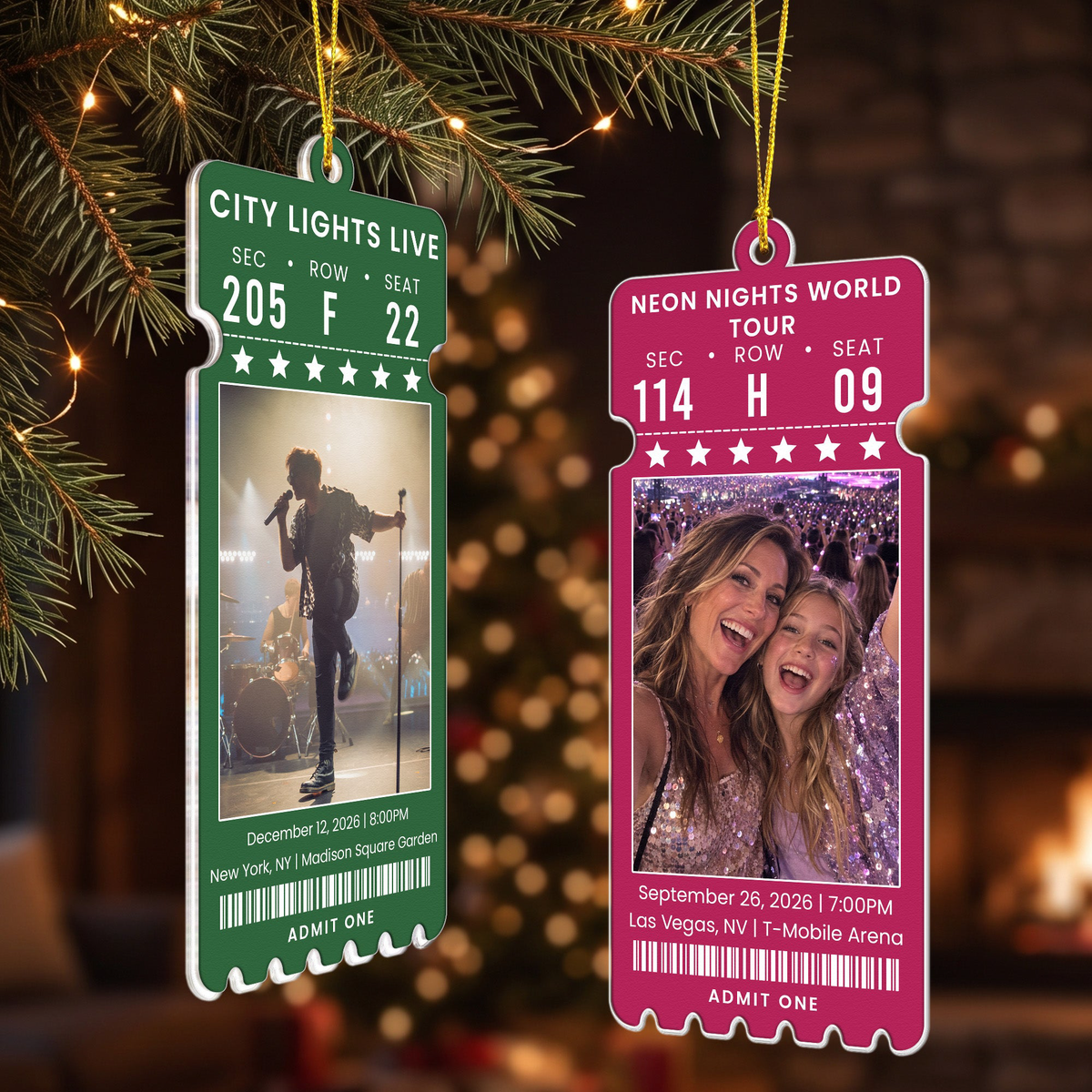 Custom Concert Ticket With Photo Music Event For Fans, Music Lovers - Personalized Ornament