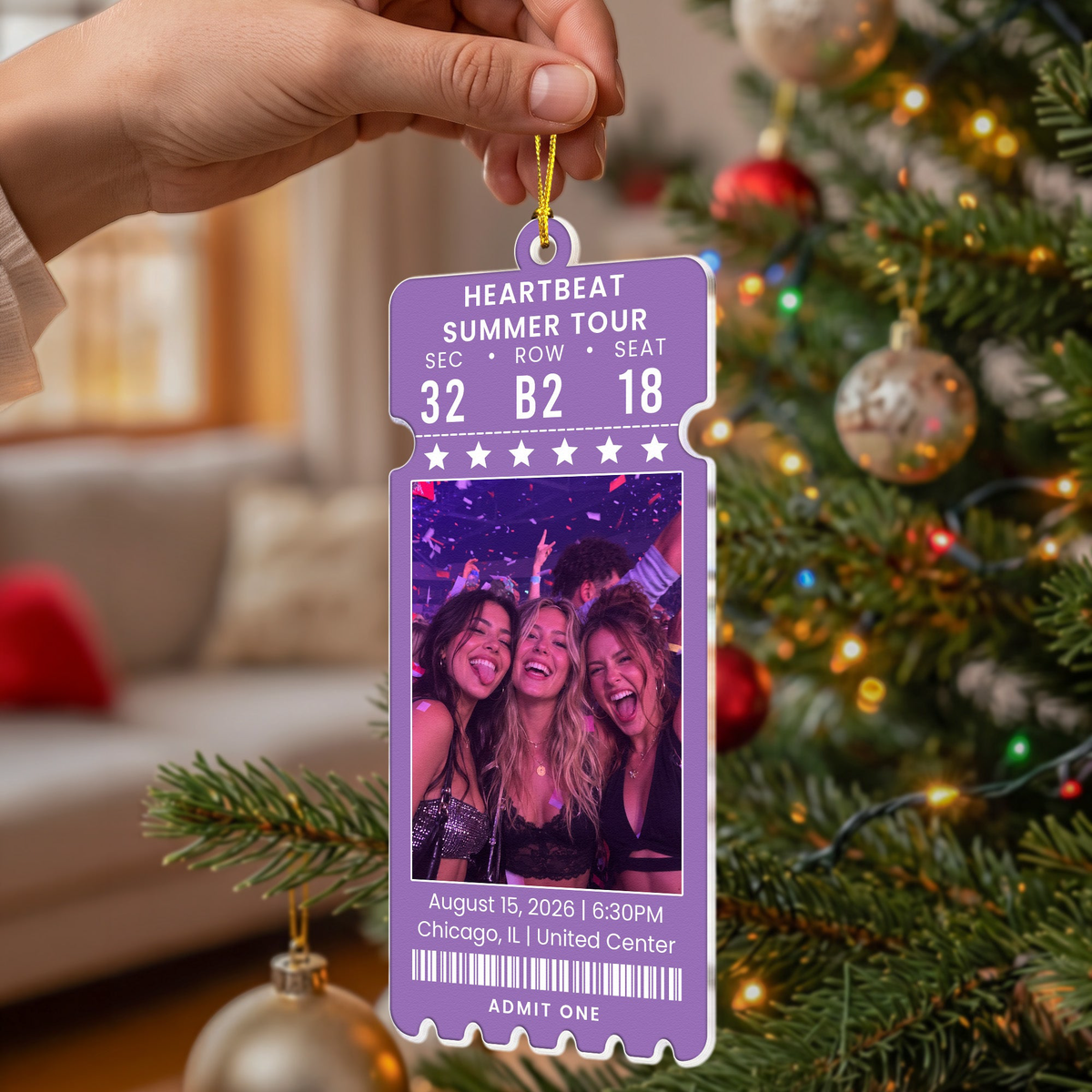 Custom Concert Ticket With Photo Music Event For Fans, Music Lovers - Personalized Ornament