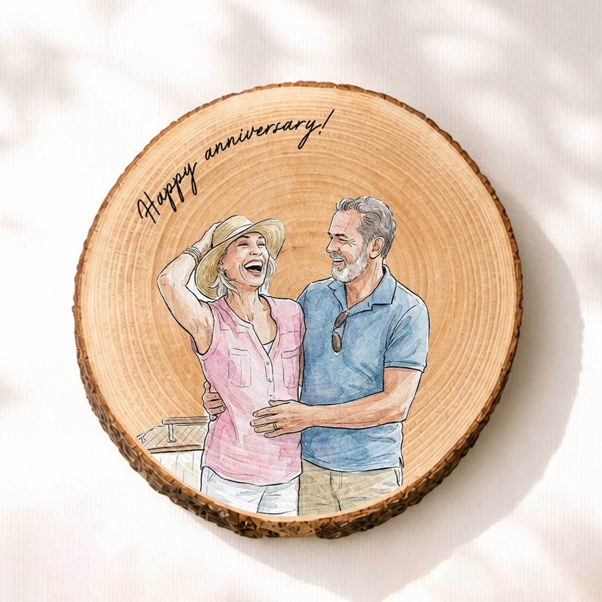 Custom Couple Photo Watercolor Forever & Always - Personalized Wooden Plaque