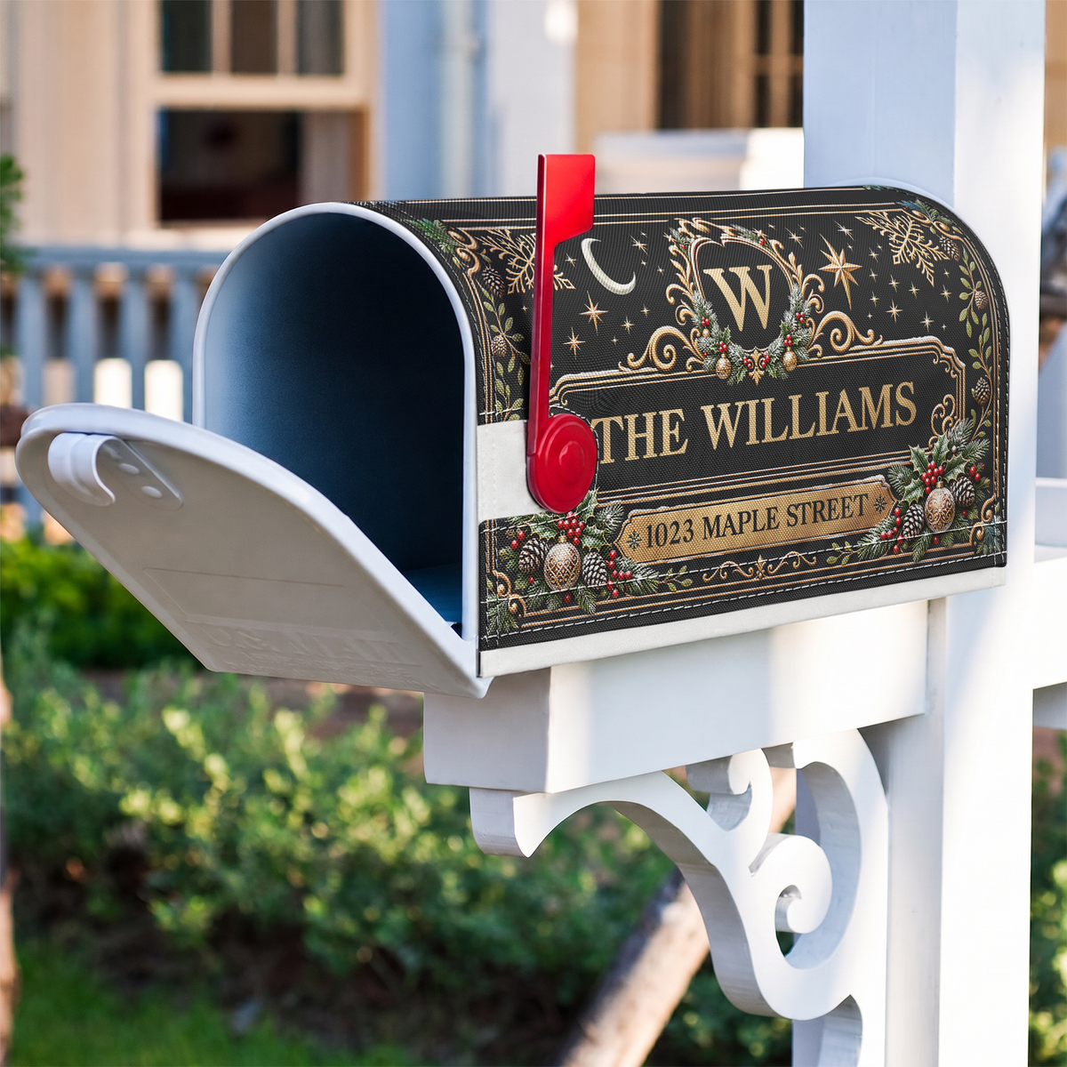 Custom Family Name & Address Christmas Theme- Personalized Mailbox Cover