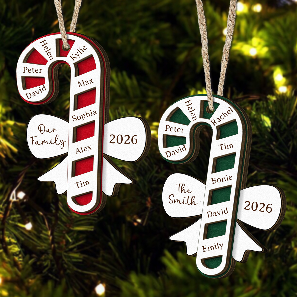 Custom Family Name Candy Cane - Christmas Gifts - Personalized Ornament
