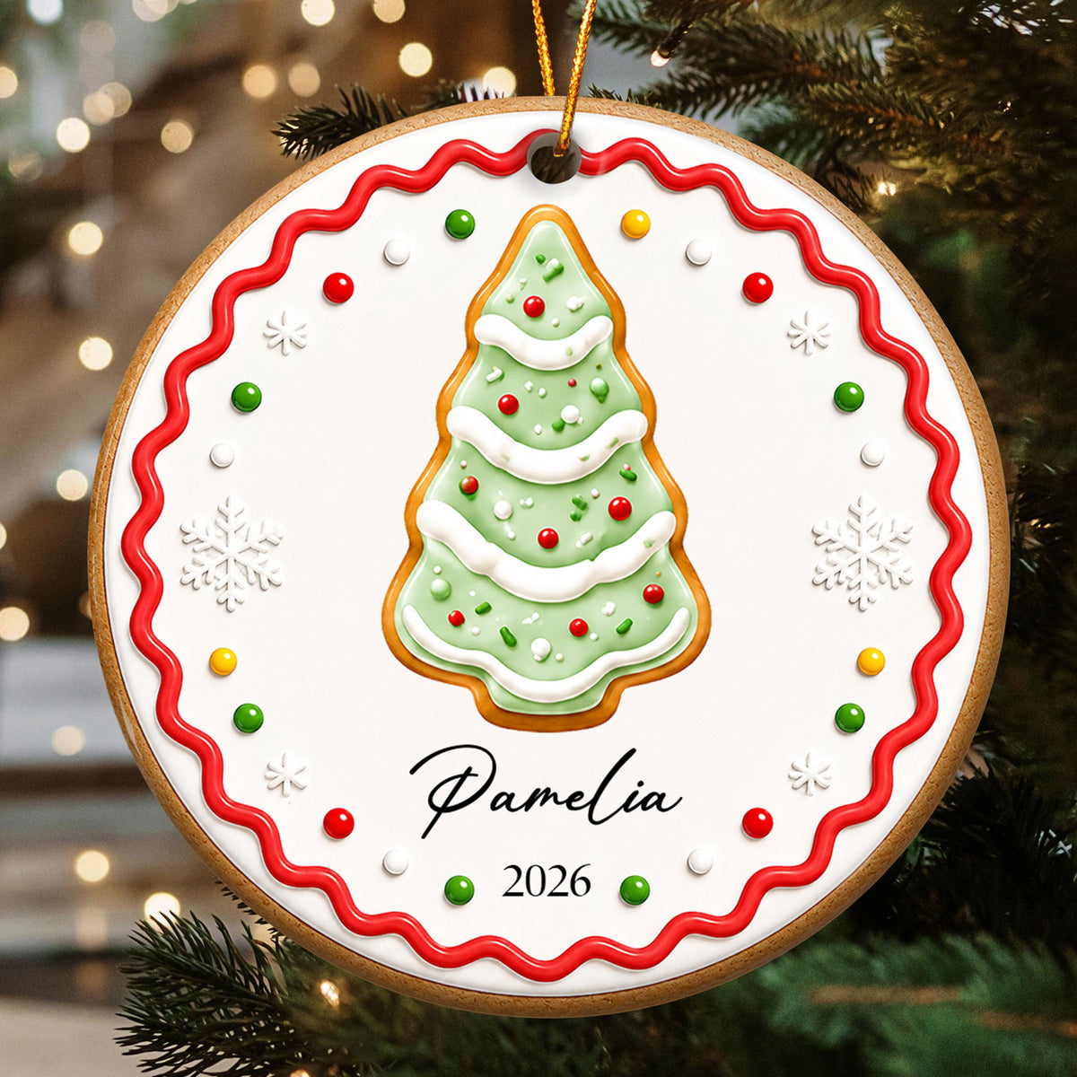 Custom Family Names, Kid Names On Christmas Tree Gingerbread - Personalized Ornament