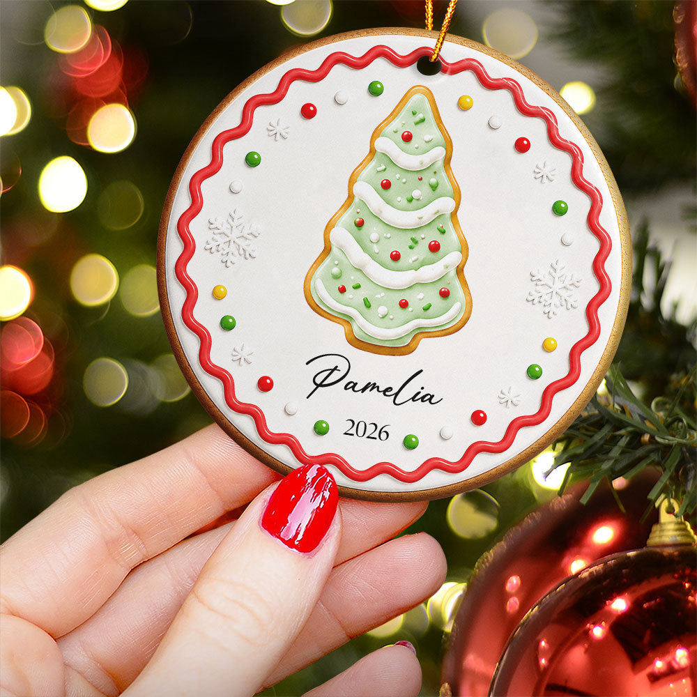 Custom Family Names, Kid Names On Christmas Tree Gingerbread - Personalized Ornament