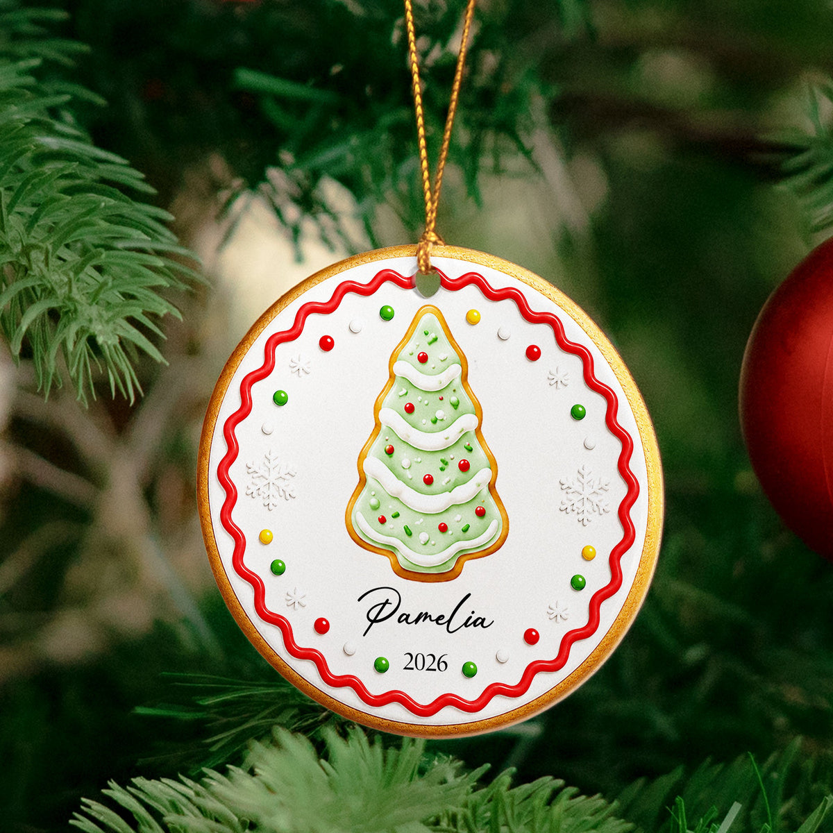 Custom Family Names, Kid Names On Christmas Tree Gingerbread - Personalized Ornament