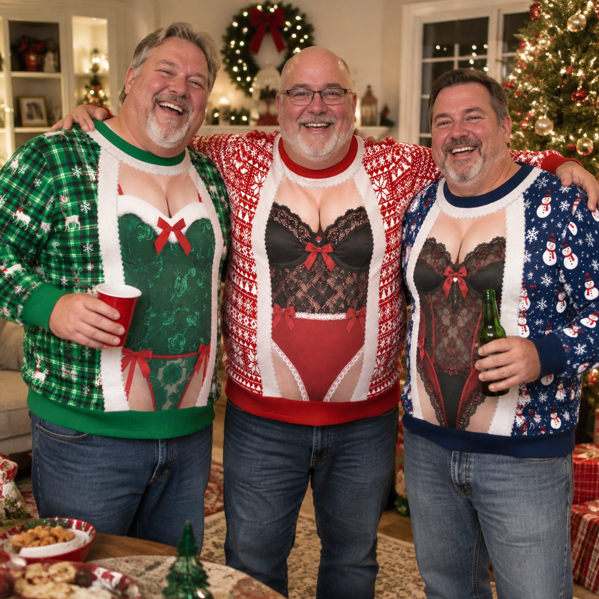 Custom Funny Christmas Sweater, Corset Novelty Knitted Pullover, Ugly Holiday Gift - Personalized Sweater