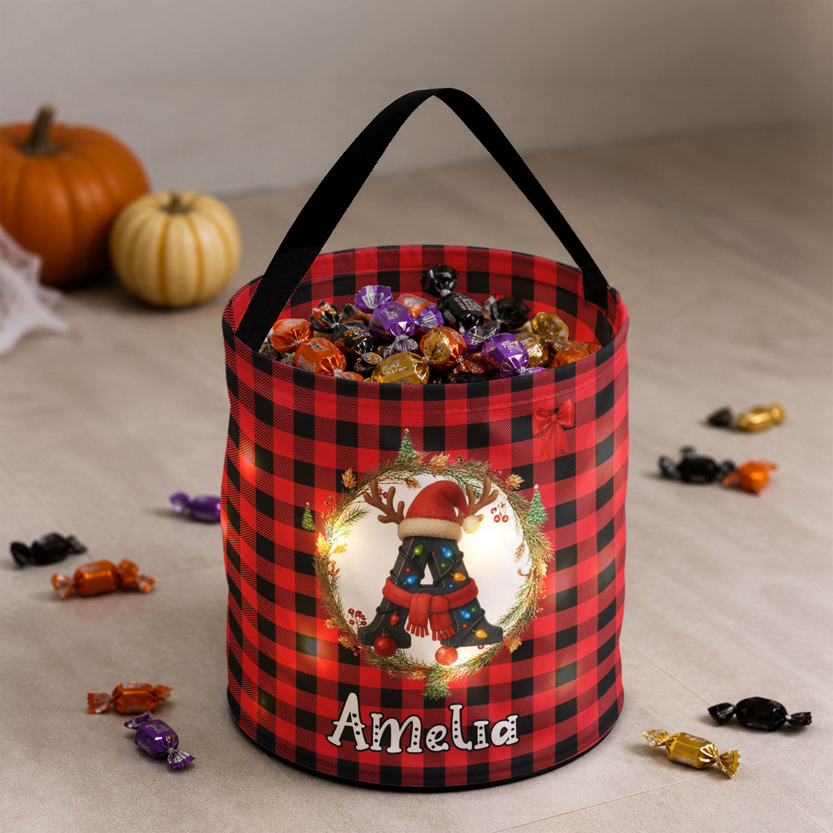 Custom Initial Letter Christmas Gift Bag, Christmas Bag With Name, Holiday Gift Bag, Santa Gift Bag, Family Christmas Sack - Personalized Basket