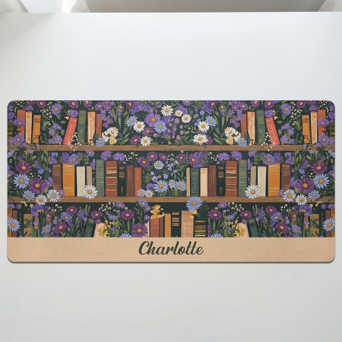 Custom Name & Birth Flower For Book Lovers Desk Decor New Version - Personalized Desk Mat