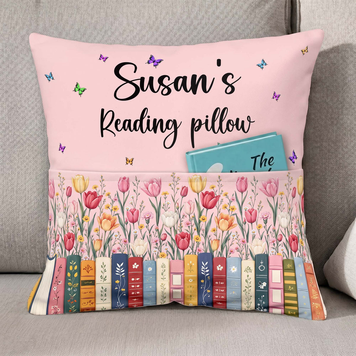Custom Name & Birthflower For Book Lovers, Book Clubs - Personalized Pillow