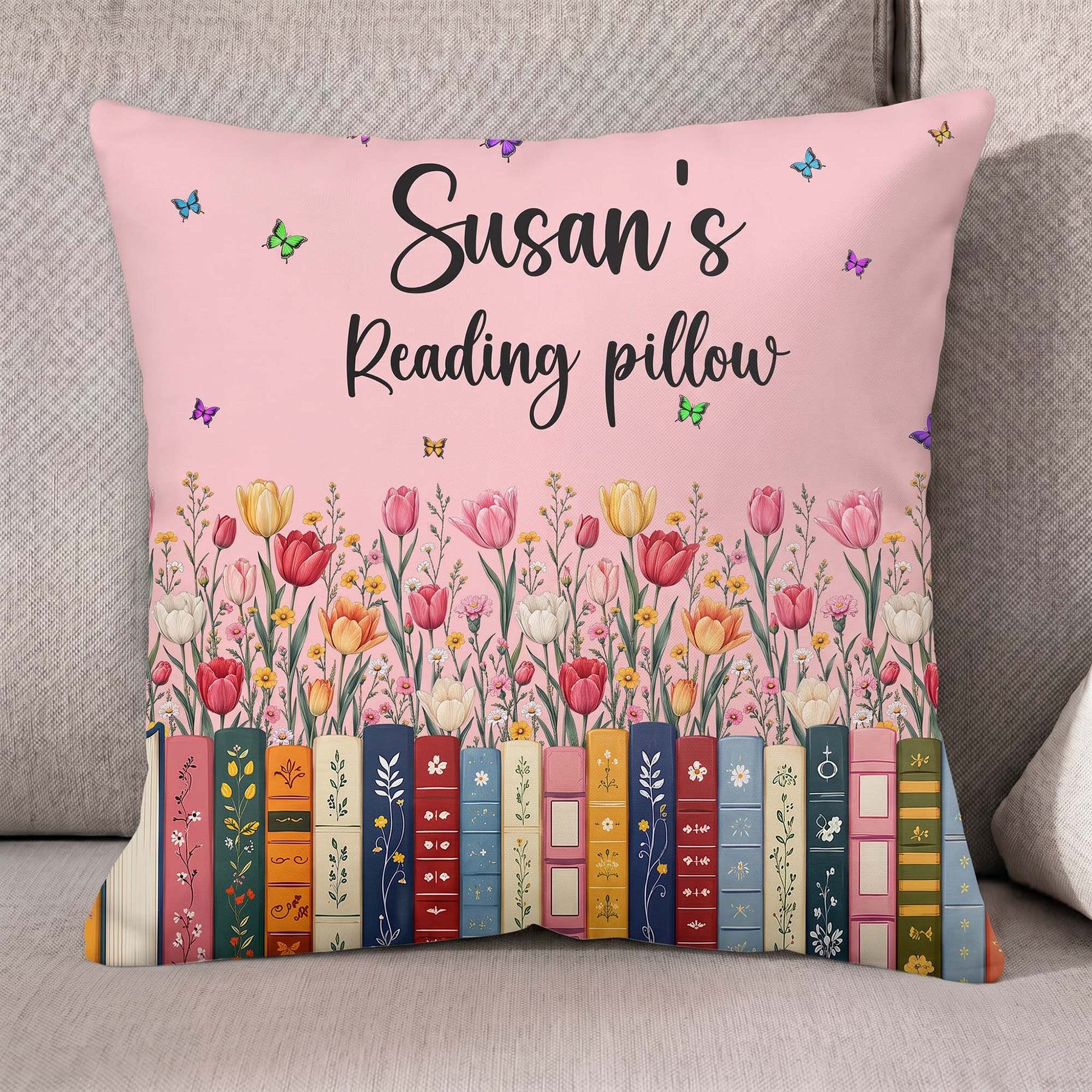Custom Name & Birthflower For Book Lovers, Book Clubs - Personalized Pillow