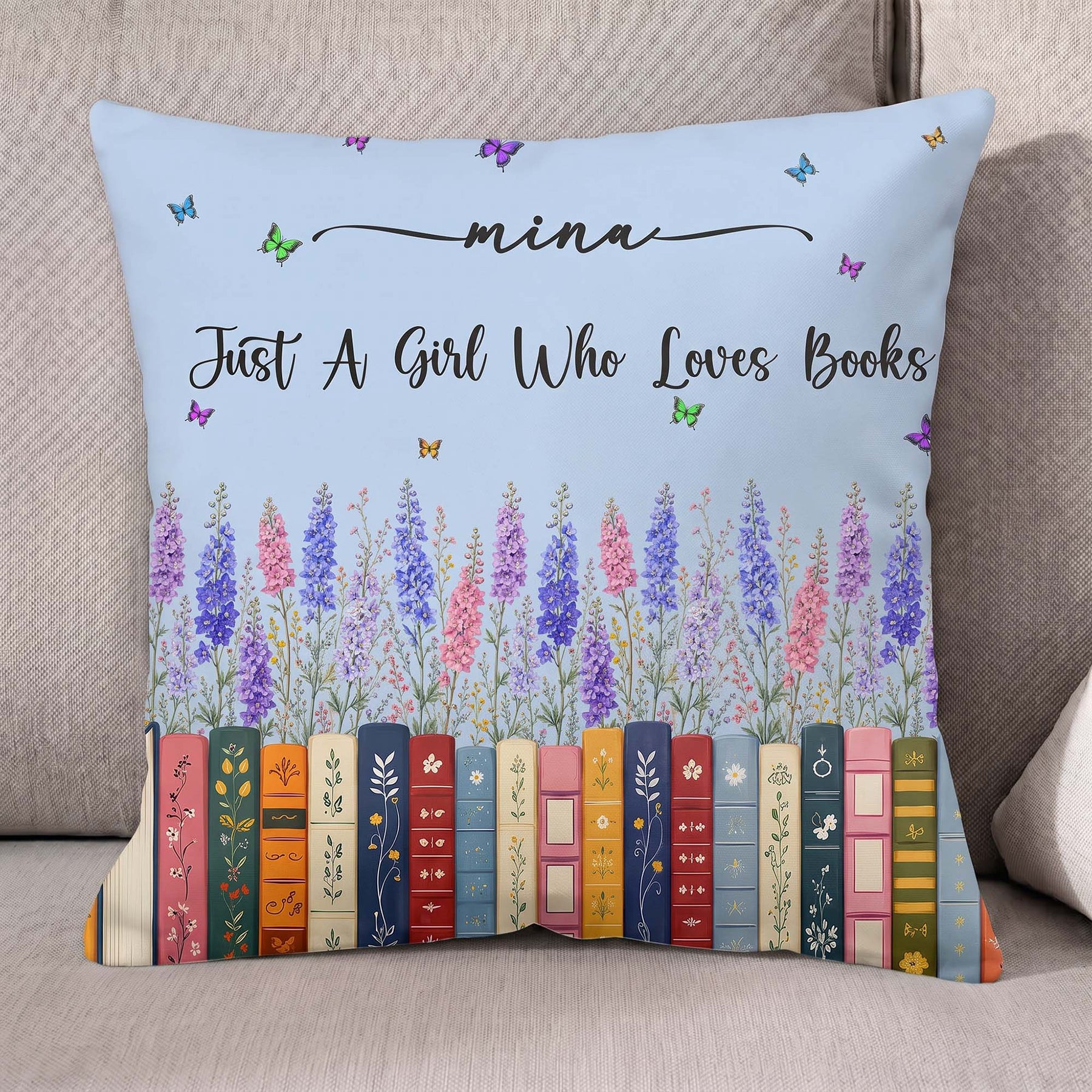 Custom Name & Birthflower For Book Lovers, Book Clubs - Personalized Pillow