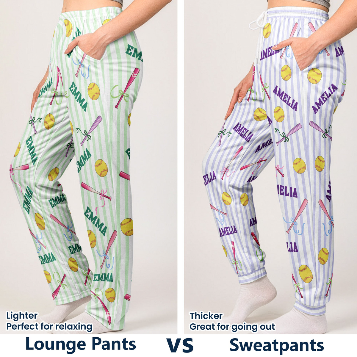 Custom Name Gift For Softball Lovers, Softbal Player, Softball Girls - Personalized Lounge Pants