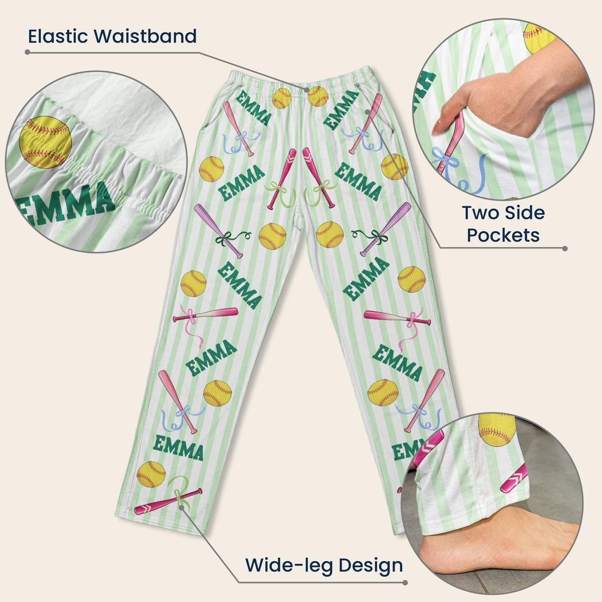 Custom Name Gift For Softball Lovers, Softbal Player, Softball Girls - Personalized Lounge Pants