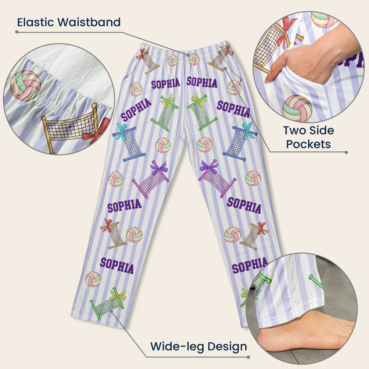Custom Name Gift For Volleyball Lover, Volleyball Player - Personalized Lounge Pants
