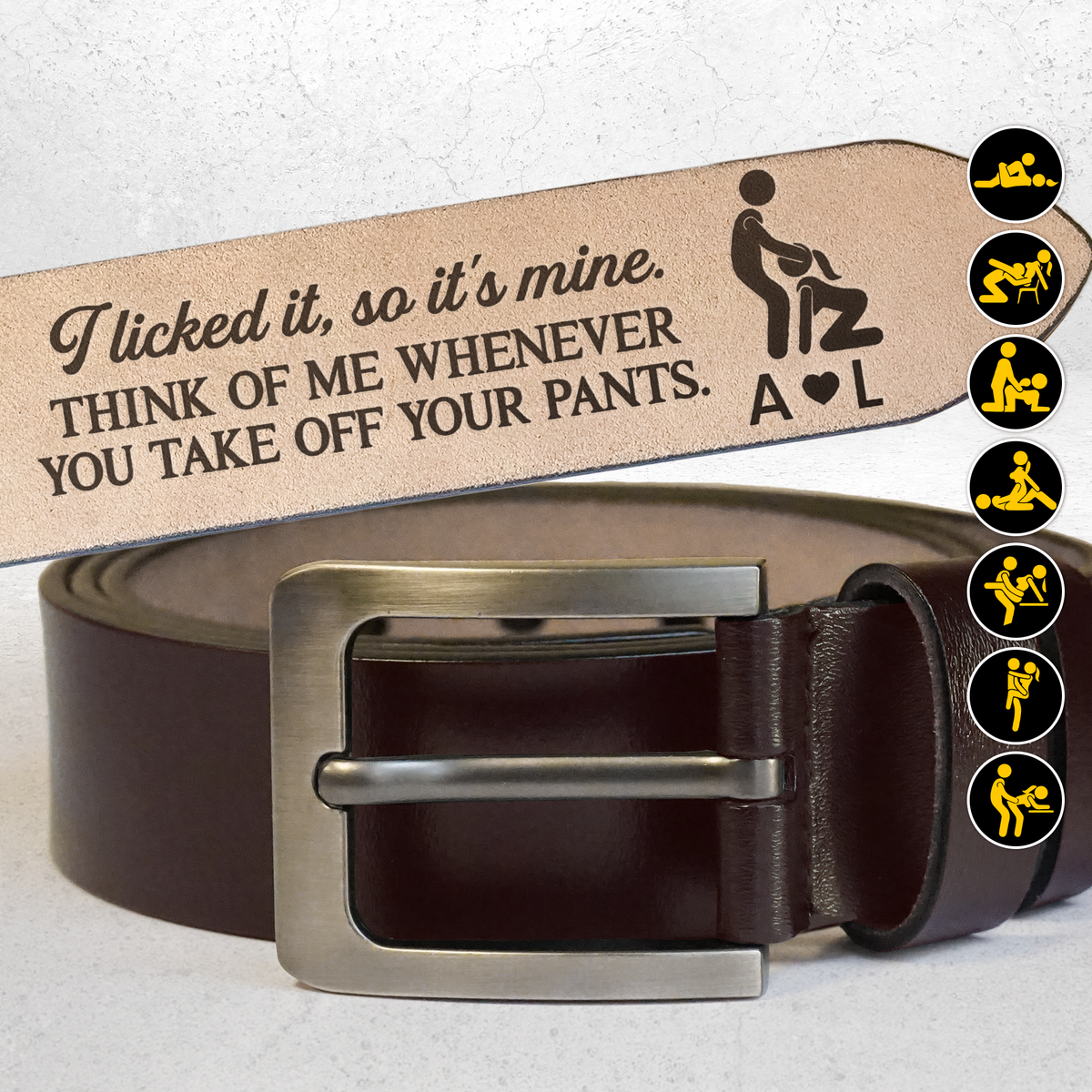 Custom Name Naughty Couple Funny Gift For Husband - Personalized Leather Belt