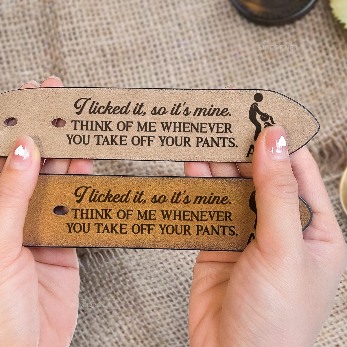 Custom Name Naughty Couple Funny Gift For Husband - Personalized Leather Belt