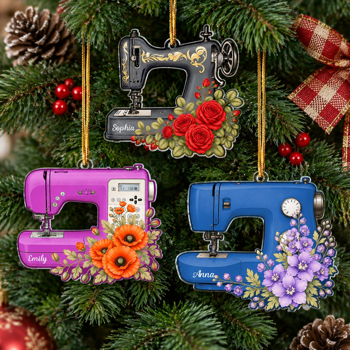 Custom Name, Sewing Machine Christmas Gift For Sewing Lover, Tailor - Personalized Ornament