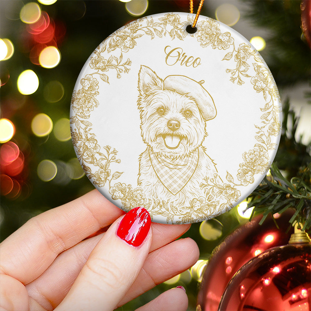 Custom Pet Photo Sketch Line Art Chrismtas Tree Decor For Pet Lovers - Personalized Ornament