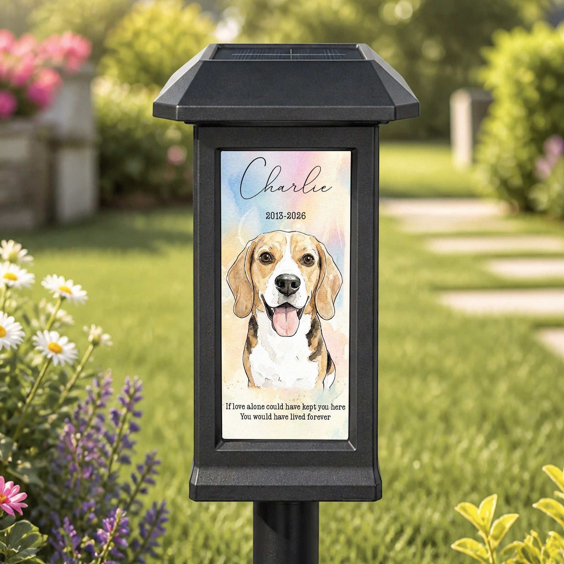 Custom Pet Photo Watercolor Art - Personalized Solar Garden Light