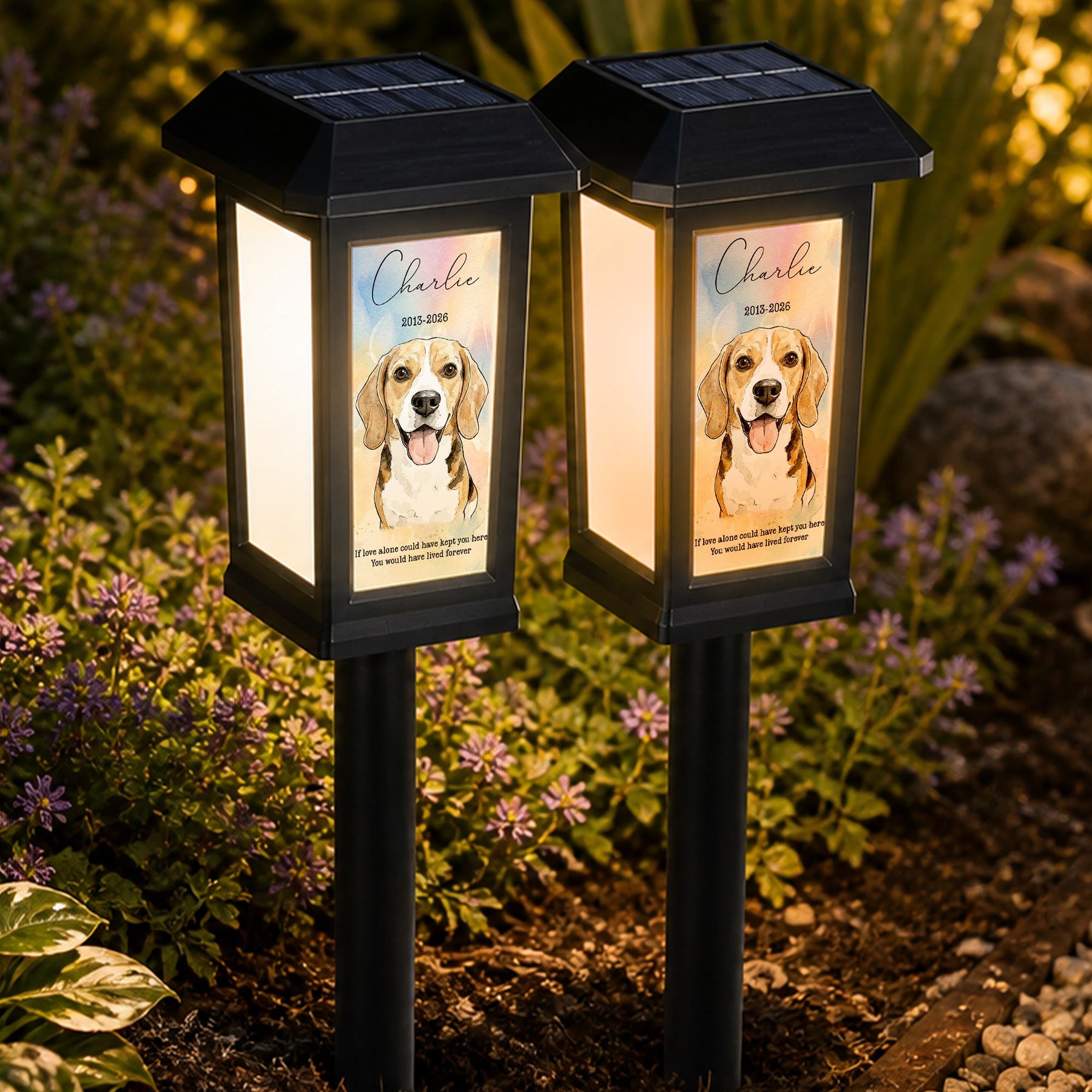Custom Pet Photo Watercolor Art - Personalized Solar Garden Light