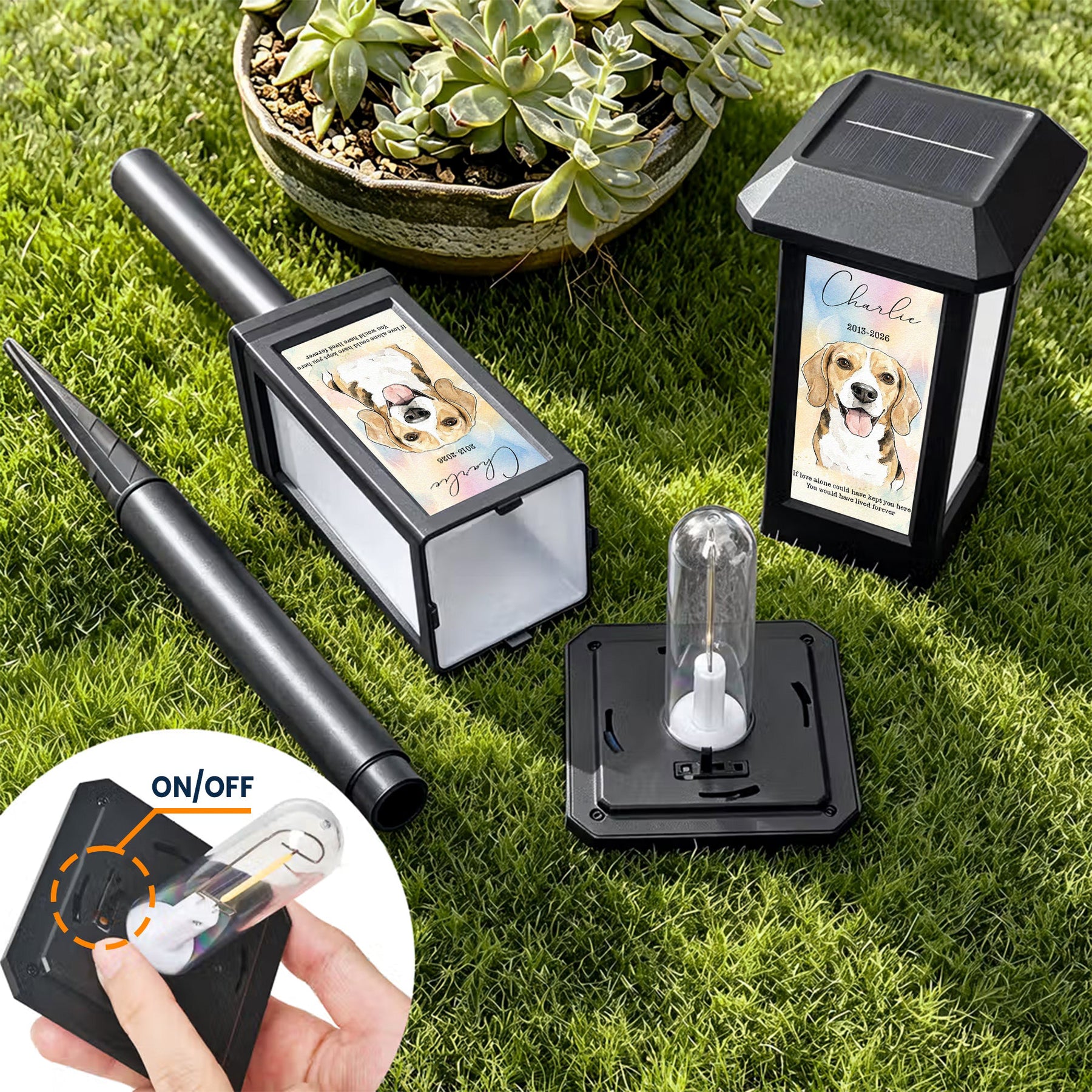 Custom Pet Photo Watercolor Art - Personalized Solar Garden Light