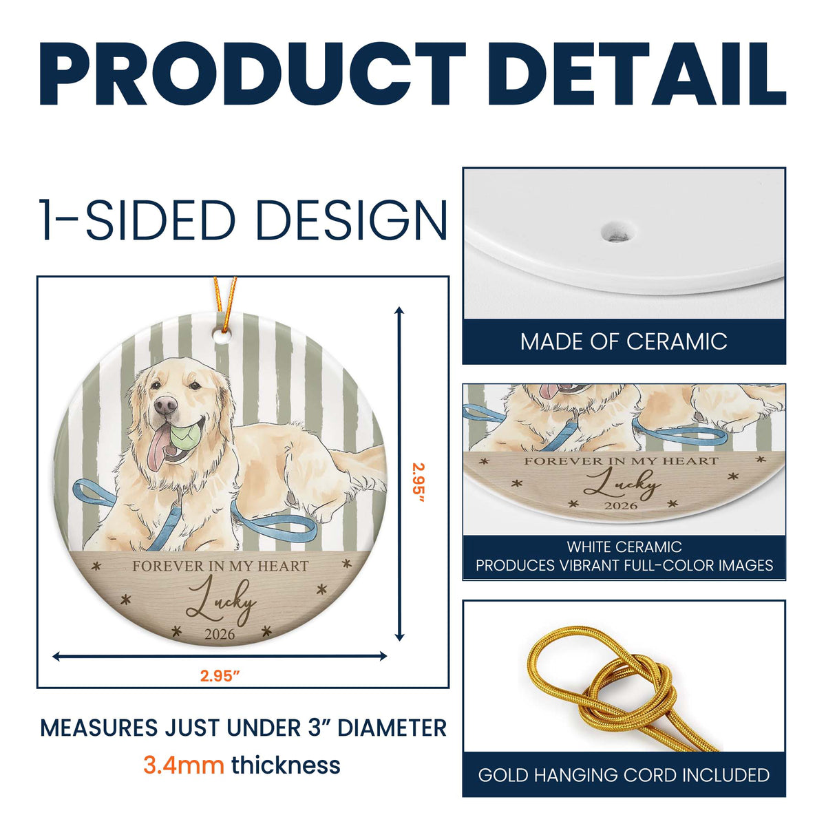 Custom Pet Portrait Memorial, Pet Loss Gift For Pet Lovers - Personalized Ornament