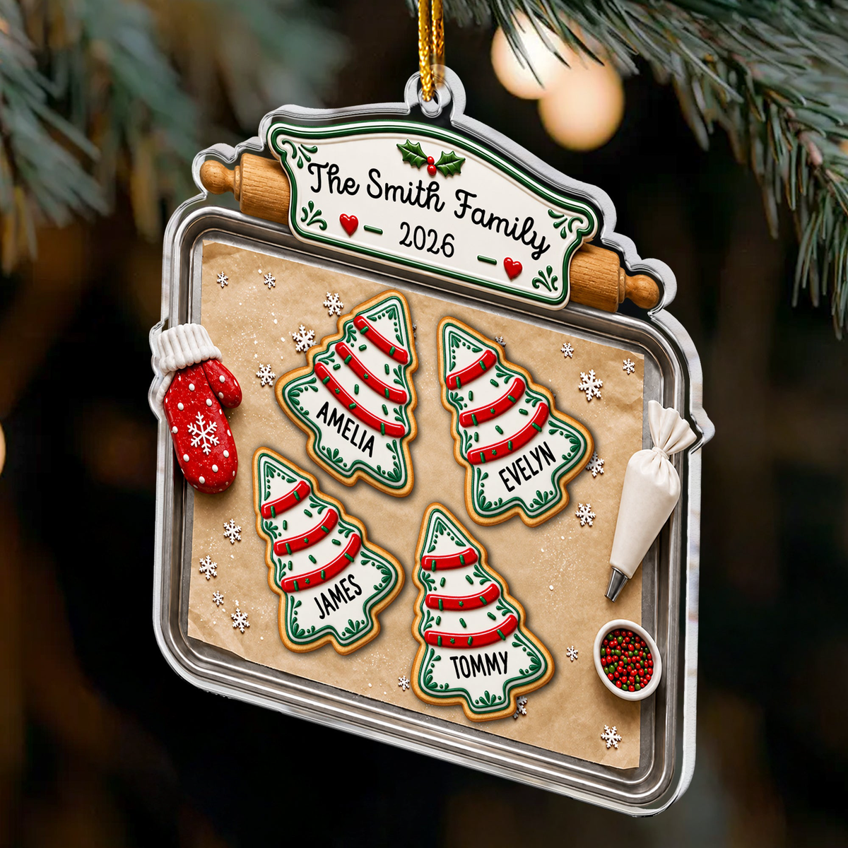 Custom Name Family Baking Sugar Cookie Christmas Decor - Personalized Ornament