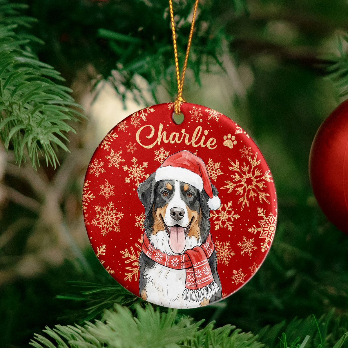 Custom Pet Portrait Watercolor Art Snowflake Christmas - Personalized Ornament