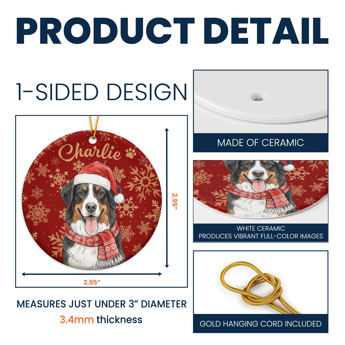 Custom Pet Portrait Watercolor Art Snowflake Christmas - Personalized Ornament