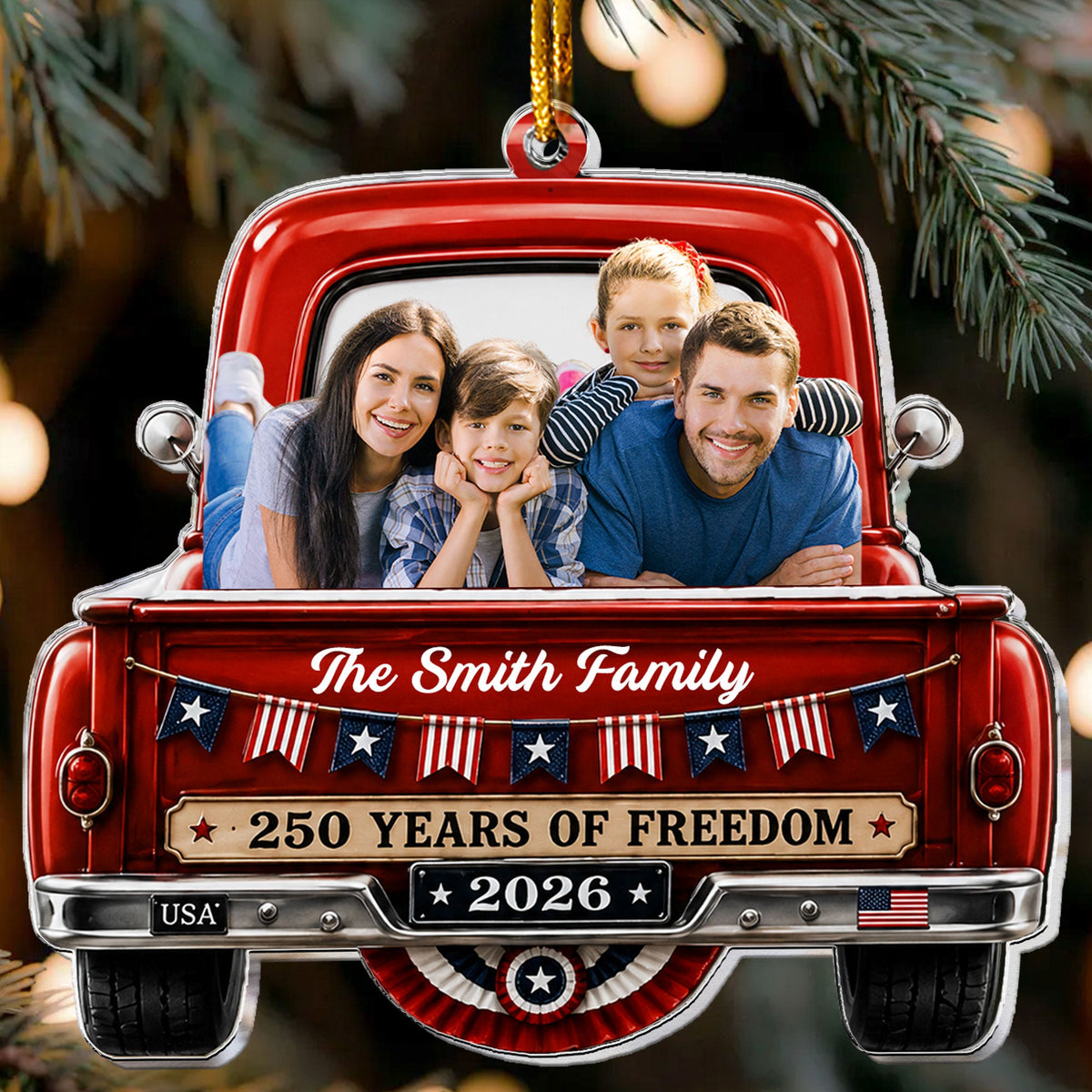 Custom Photo America 250Th Gift For Mom, Dad, Family, Pet Lovers - Personalized Ornament