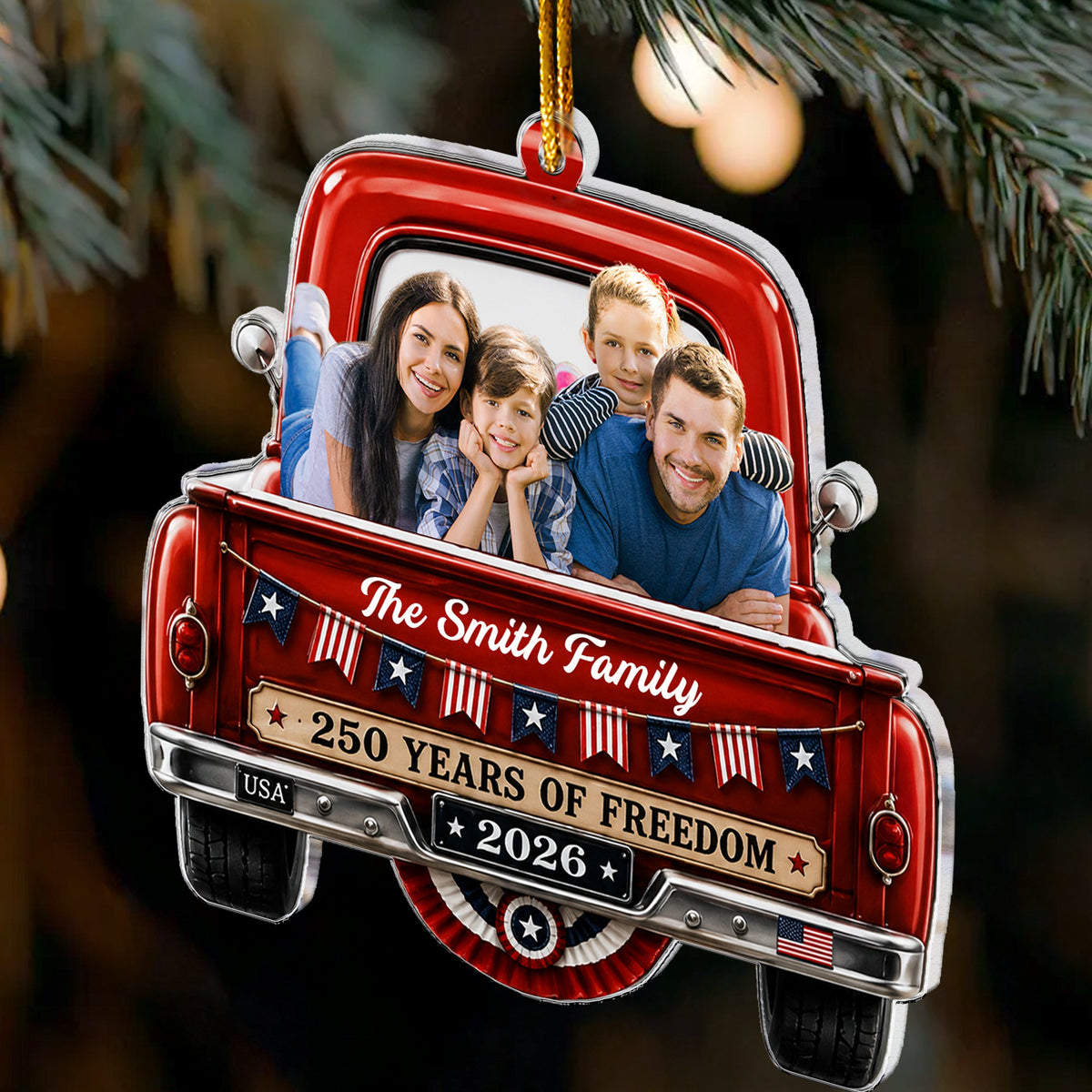 Custom Photo America 250Th Gift For Mom, Dad, Family, Pet Lovers - Personalized Ornament