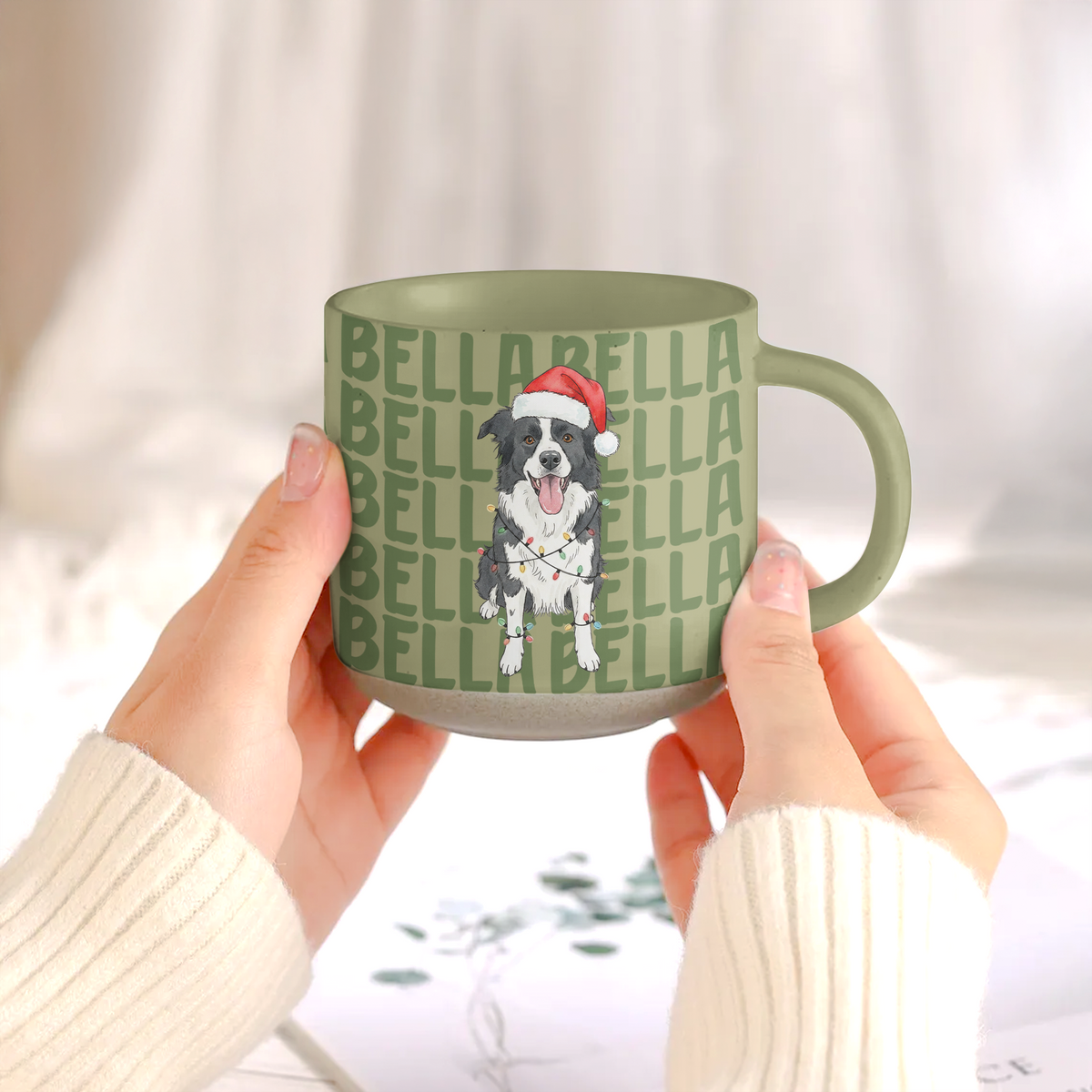 Custom Photo & Name Watercolor Style Christmas Gift For Pet Lovers - Personalized Mug
