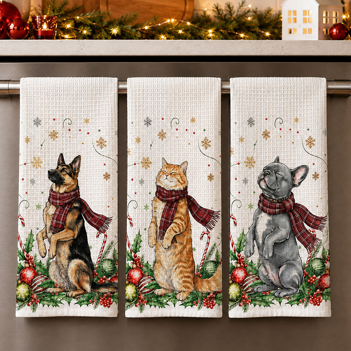 Custom Photo Christmas Gift For Pet Lover, Housewarming Gift, Hostess Gift, Kitchen Decor - Personalized Kitchen Towel