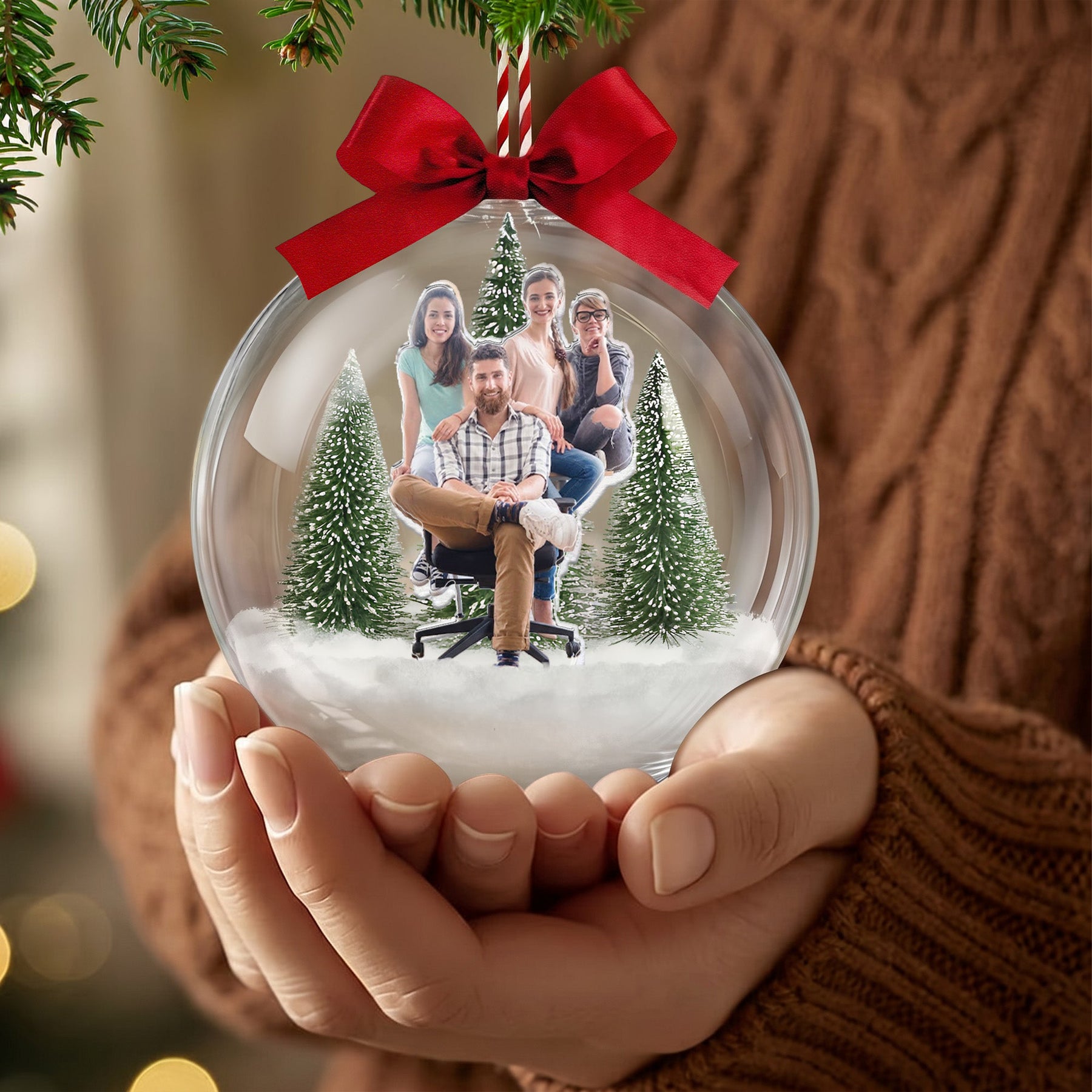 Custom Photo Colleague Coworker Snow Globe Ornament, Team Appreciation Keepsake, Christmas Gift For Work Besties - Personalized Ornament