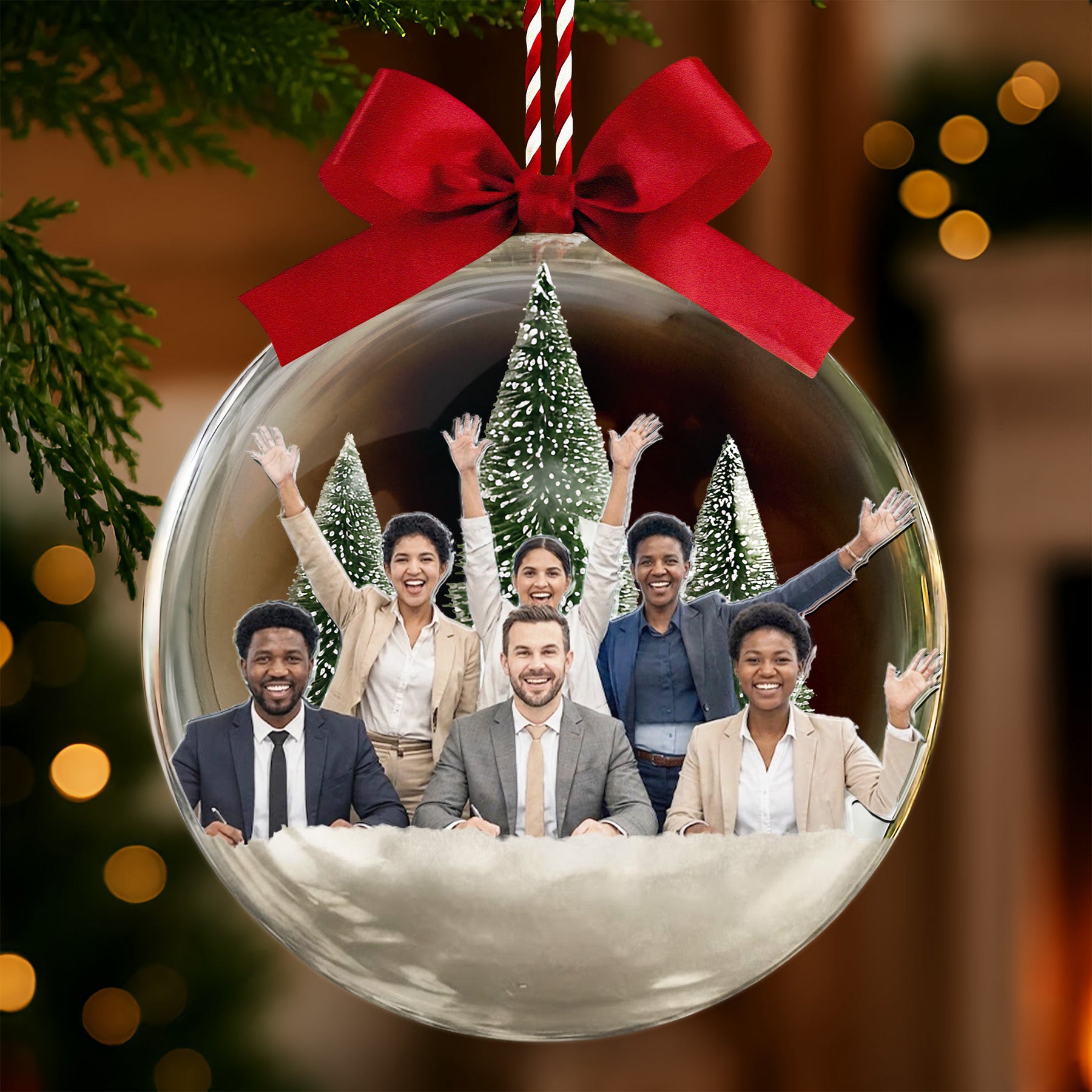 Custom Photo Colleague Coworker Snow Globe Ornament, Team Appreciation Keepsake, Christmas Gift For Work Besties - Personalized Ornament