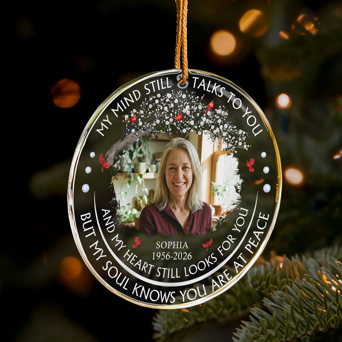 Custom Photo Memorial Christmas Ornament My Mind Still Talks To You - Personalized Ornament