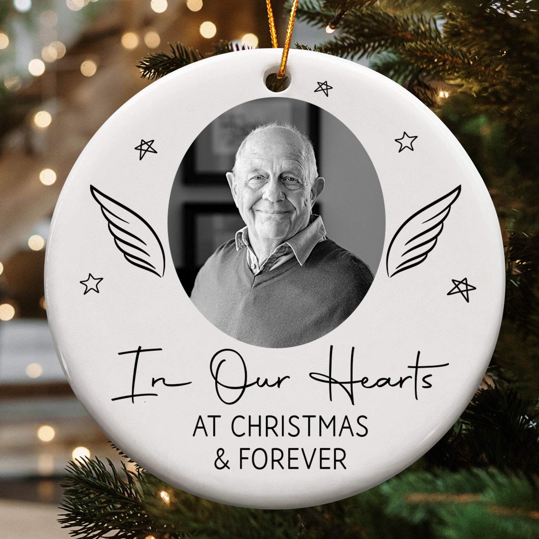 Custom Photo Memorial Gifts In Our Hearts At Christmas & Forever - Personalized Ornament