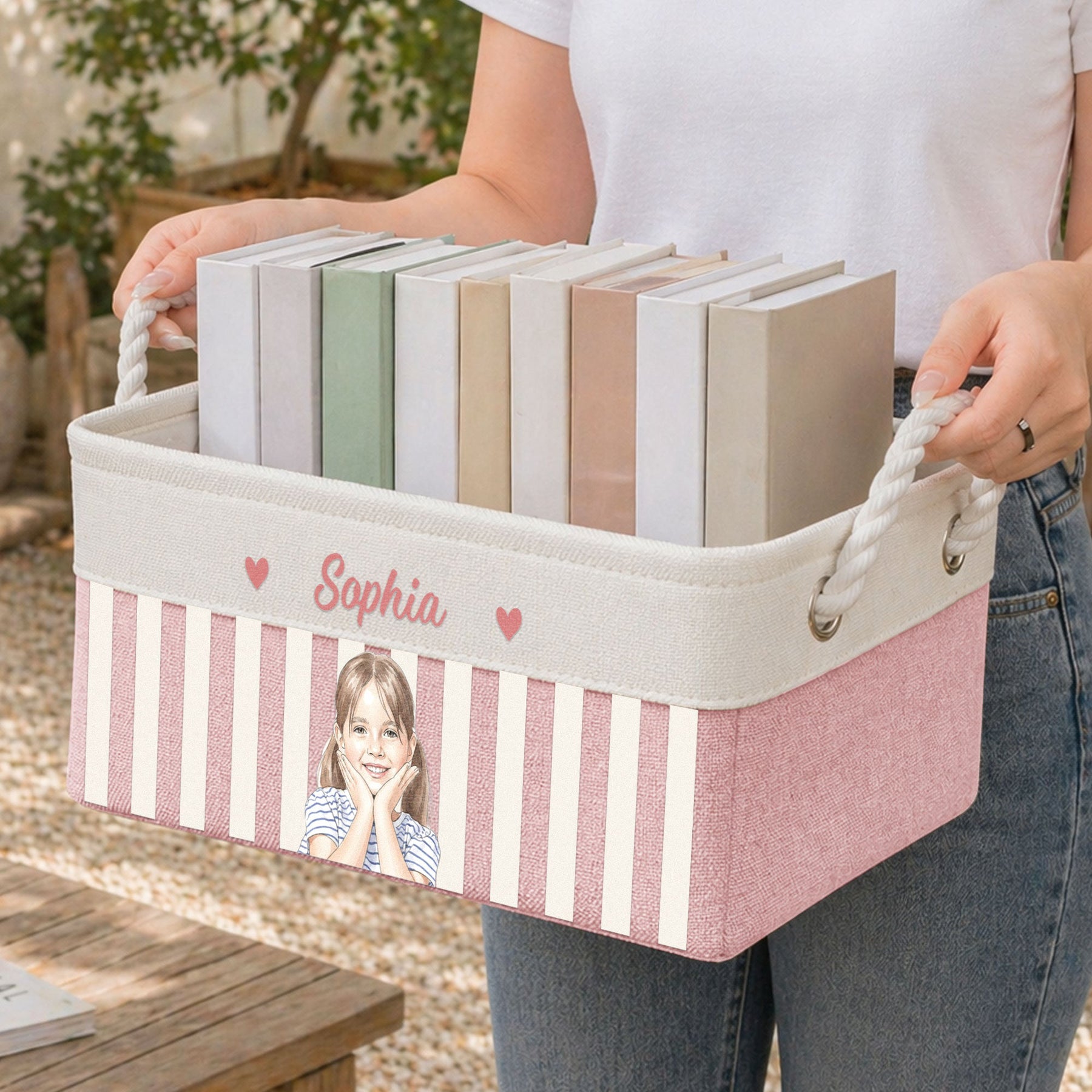 Custom Photo Watercolor Style - Personalized Storage Basket