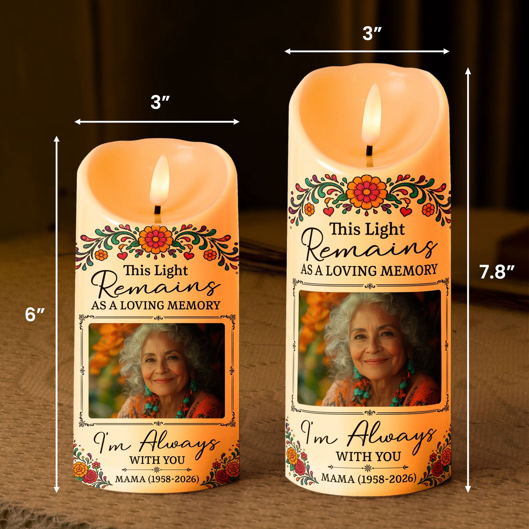Custom Portrait Day Of The Dead Sympathy Gift - Personalized Candles