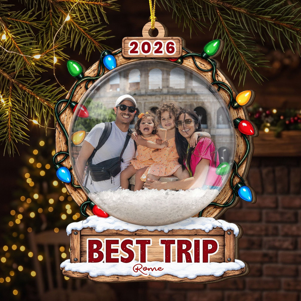 Custom Traveling Best Trip Photo - 3D Snow Ball - Personalized Ornament