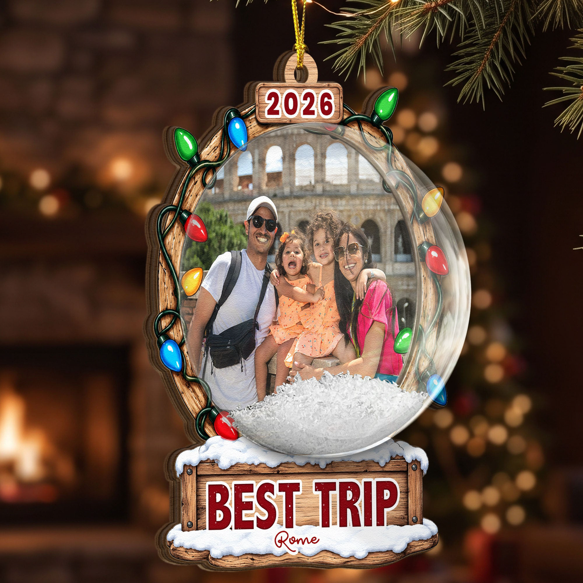 Custom Traveling Best Trip Photo - 3D Snow Ball - Personalized Ornament