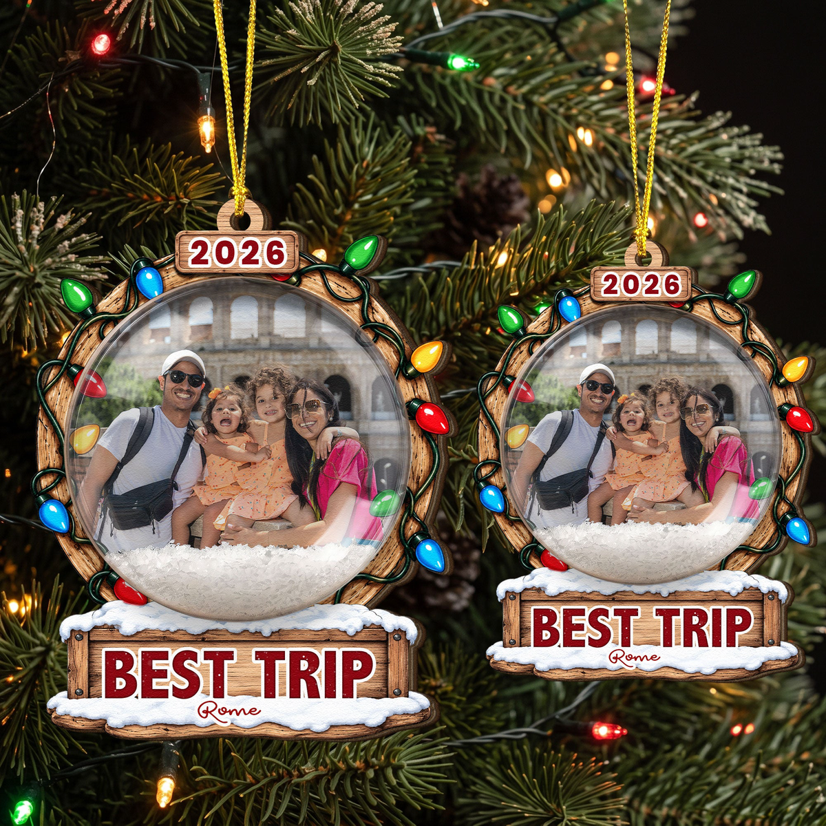 Custom Traveling Best Trip Photo - 3D Snow Ball - Personalized Ornament