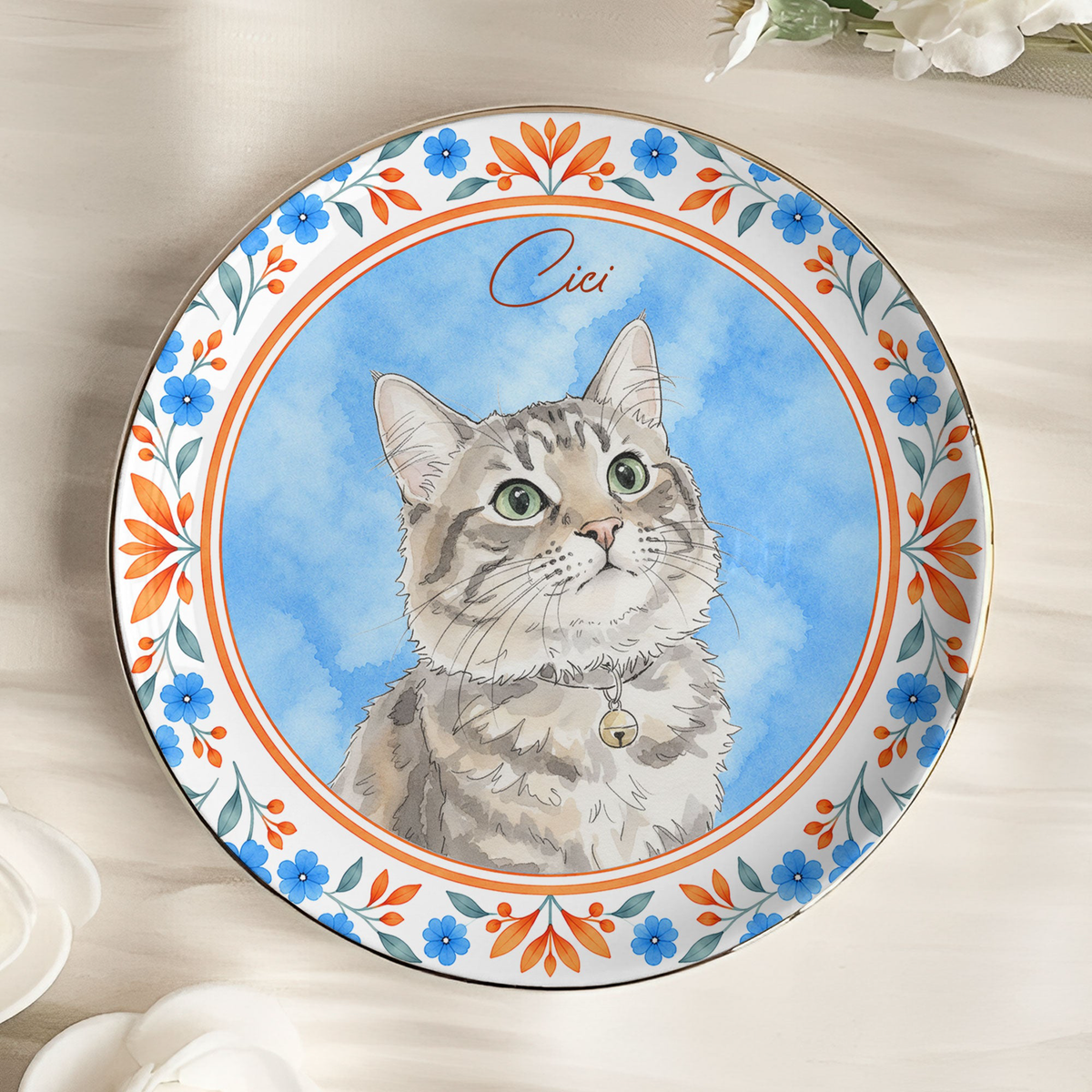 Custom Watercolor Art Pet Photo Gifts For Dog Mom, Cat Mom - Personalized Jewelry Dish