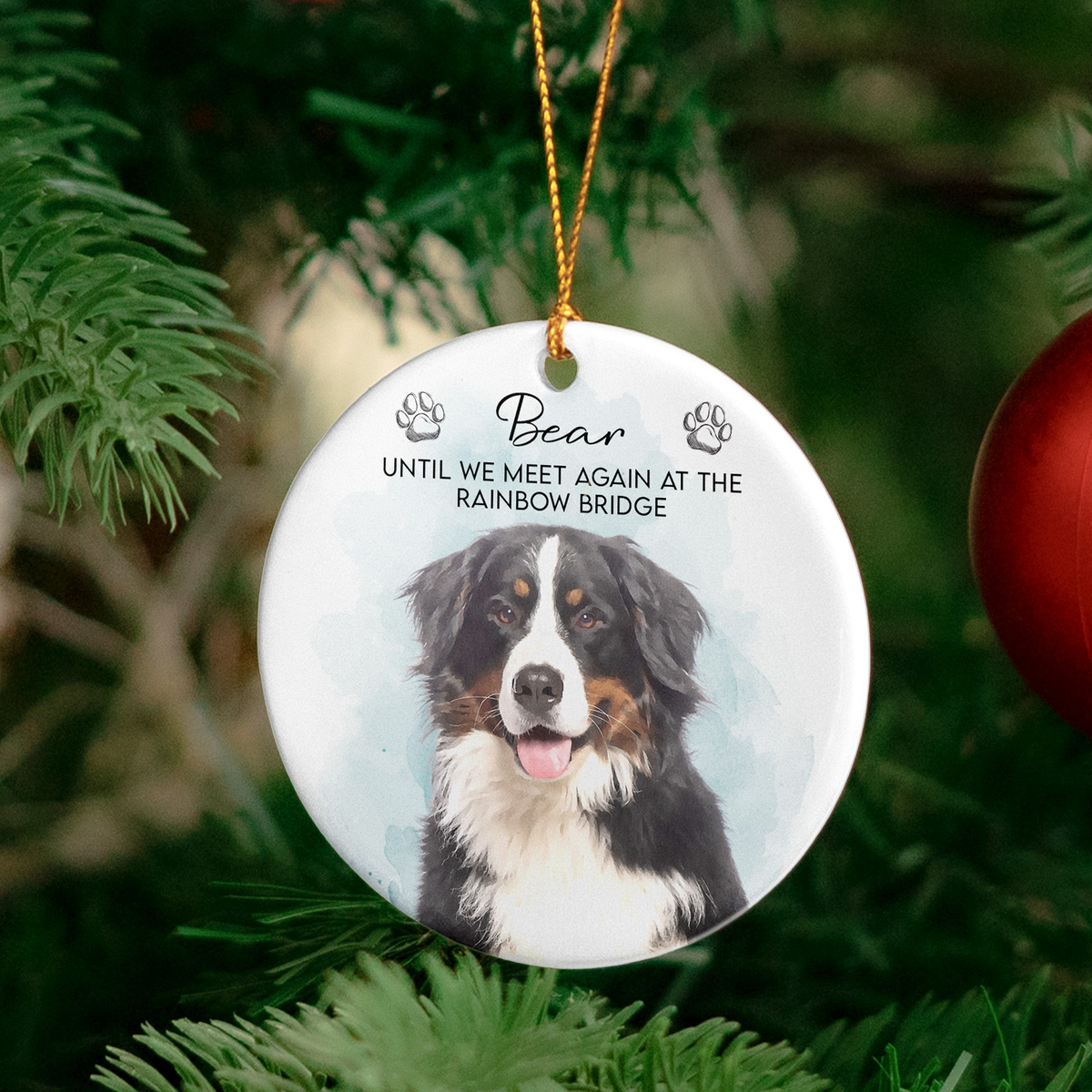 Custom Watercolor Pet Portrait Memorial Pet Loss Gift - Personalized Ornament