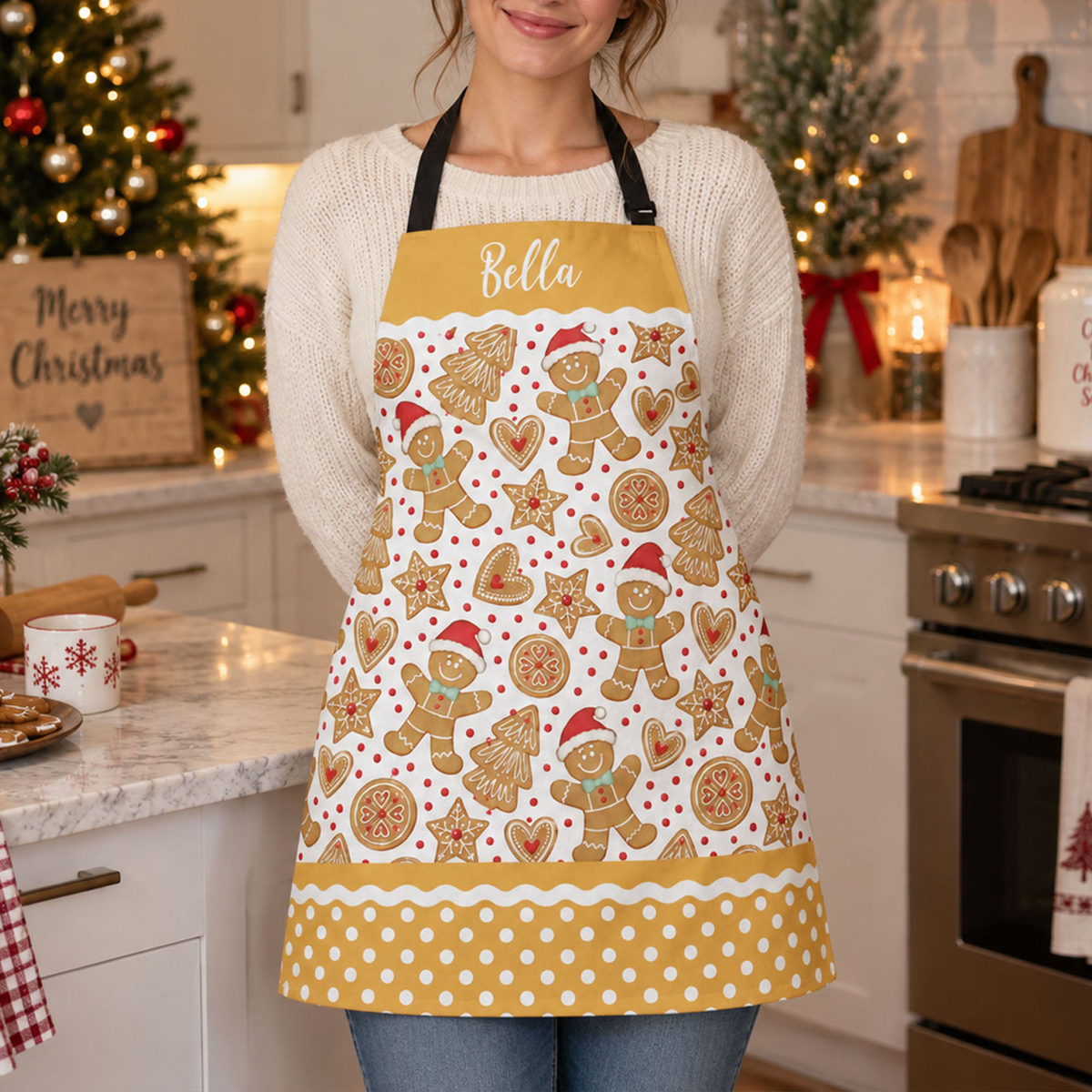Cute Christmas Holiday, Nutcracker, Gingerbread Custom Name Gift For Mom, Grandma, Her - Personalized Apron