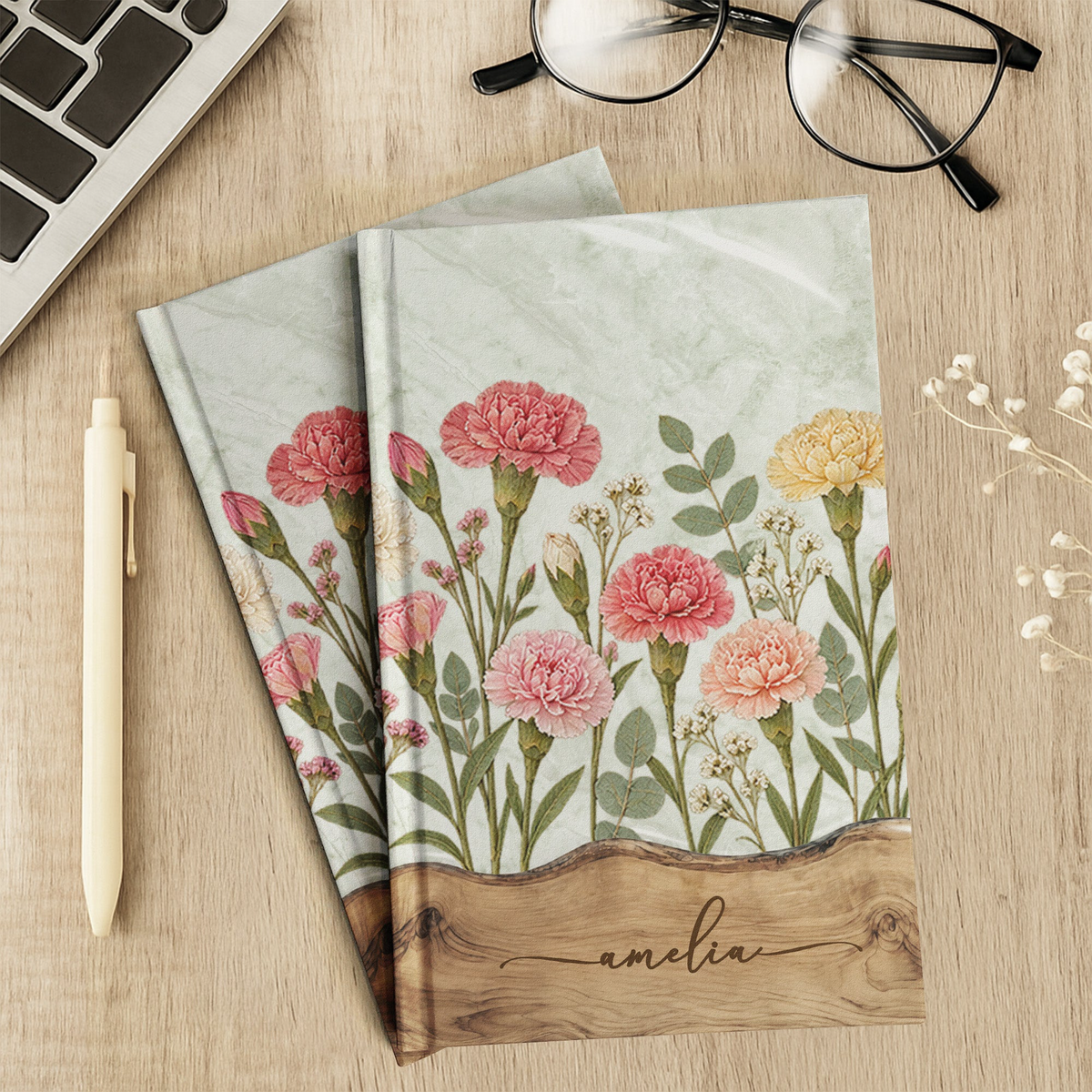 Dry Birth Month Flower Gift For Her Wife Daughter Sister Friend - Personalized Journal