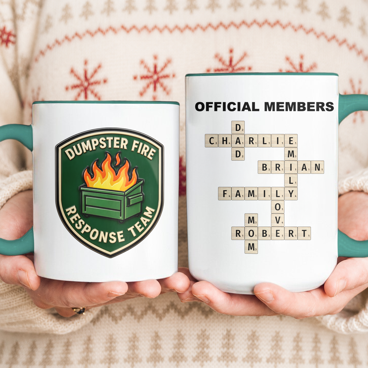 Dumpster Fire Response Team - Custom Crossword Names - Personalized Mug