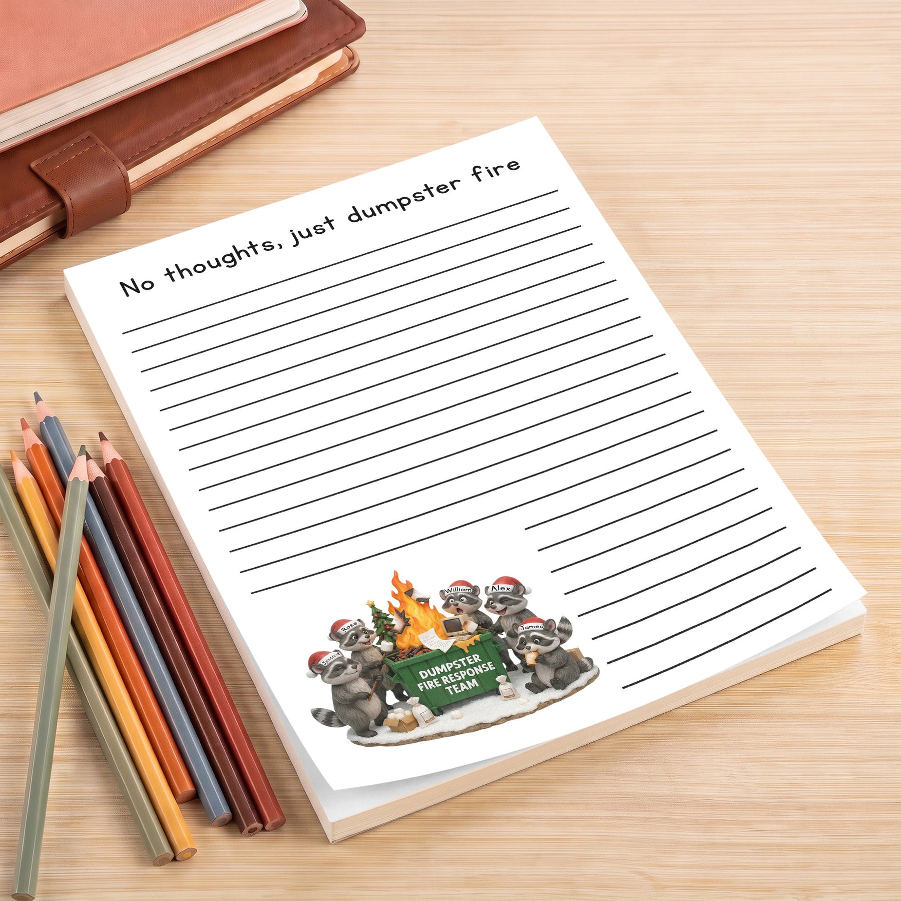 Dumpster On Fire Response Team - Funny Bulk Christmas Gifts For Coworker - Personalized Notepad