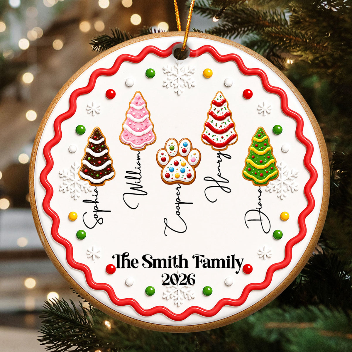 Family Forever, Family Of 3,4,5,6 - First Christmas Gingerbread Style - Personalized Ornament